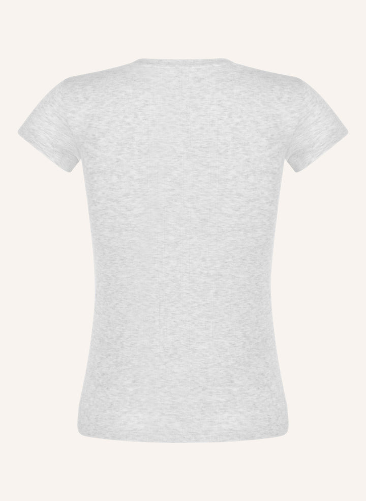 Pointelle Top - White Grey Melee