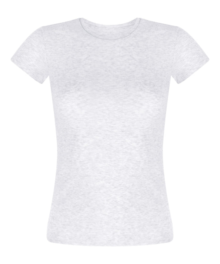 Pointelle Top - White Grey Melee