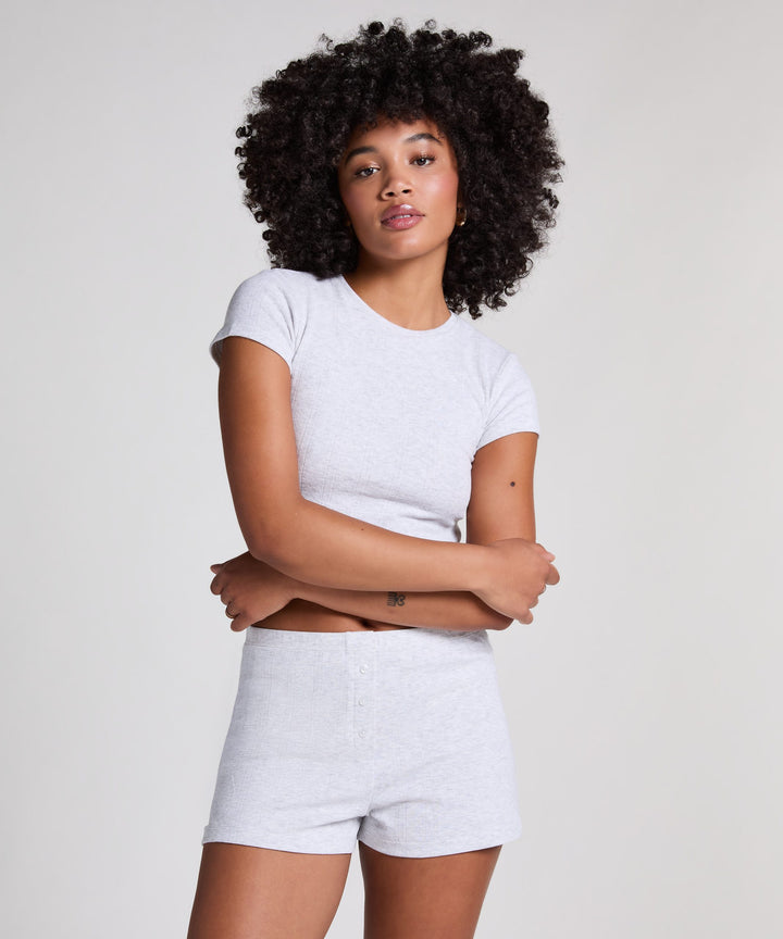 Pointelle shorts - White Grey Melee