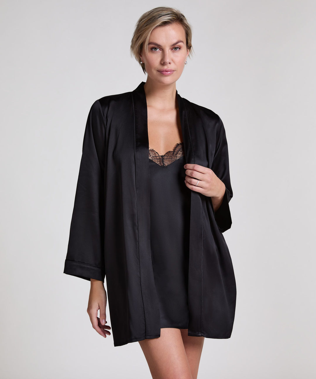Satin kimono - Black