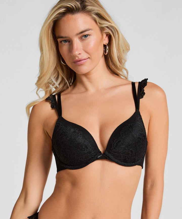 Posie Padded Underwired Push-Up Bra - Caviar