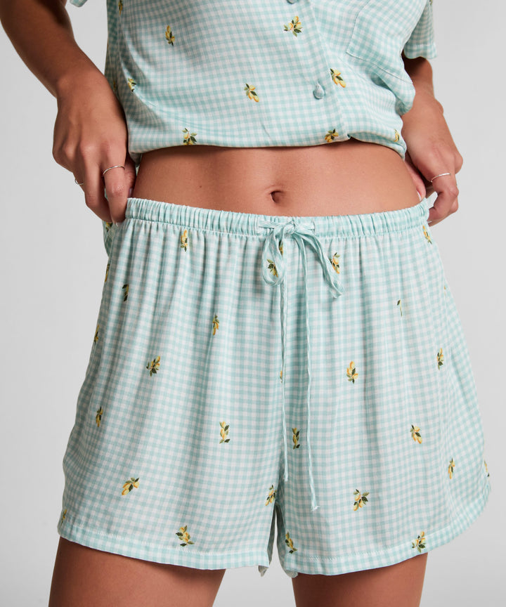 Short Viscose Check Print - Hkm Green