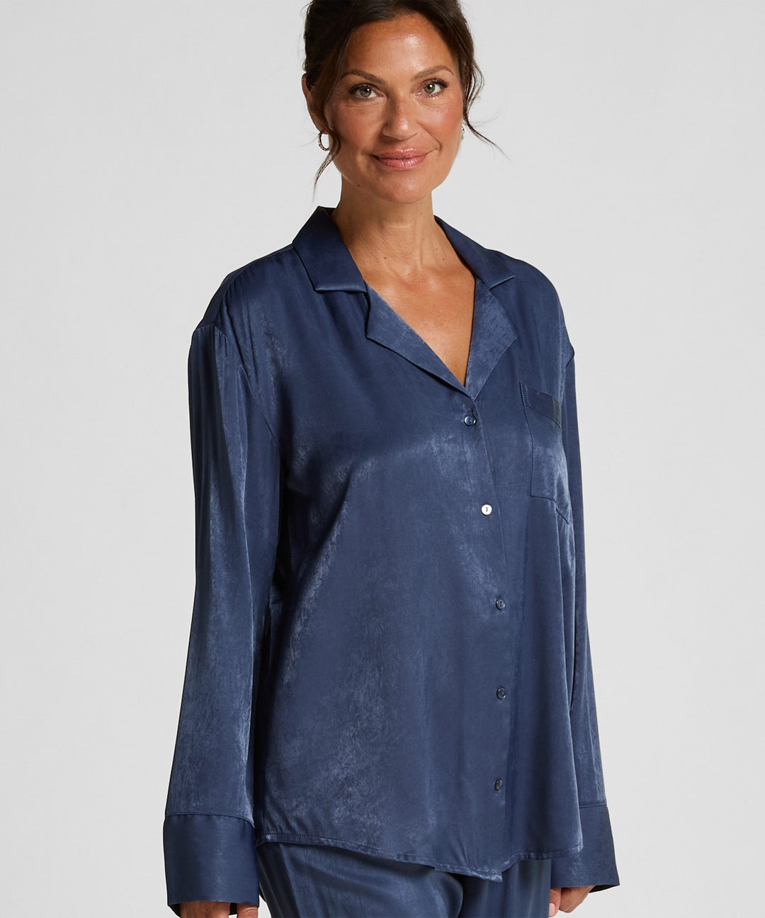 Ayla Satin Long-Sleeved Jacket - Vintage Indigo