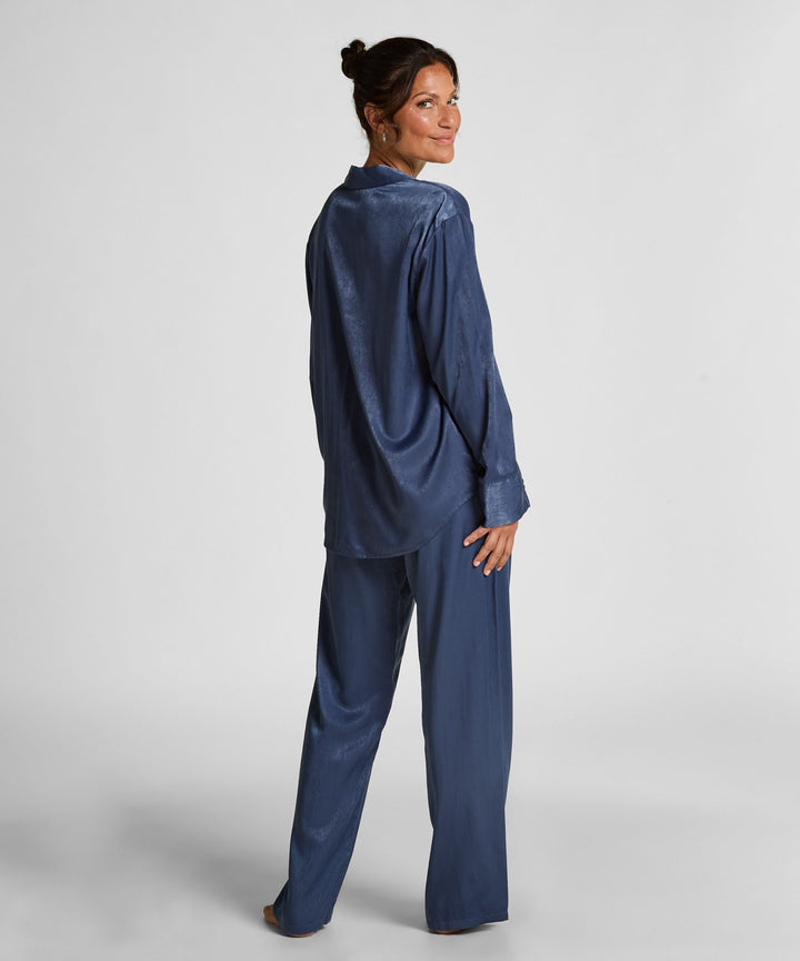 Ayla Satin Long-Sleeved Jacket - Vintage Indigo