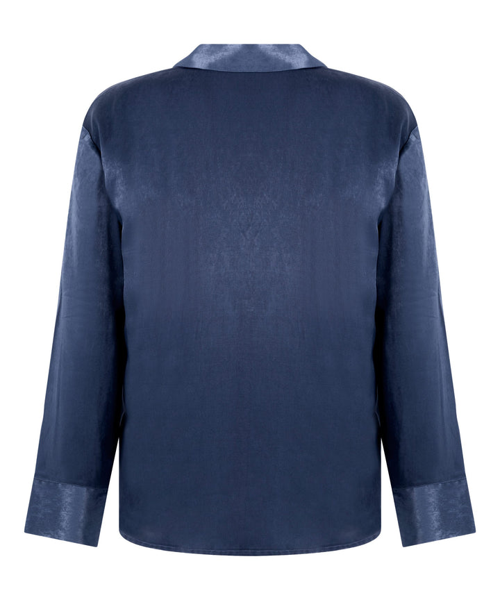 Ayla Satin Long-Sleeved Jacket - Vintage Indigo