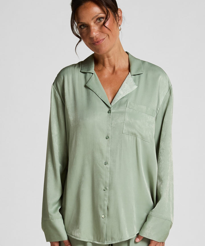 Ayla Satin Long-Sleeved Jacket - Iceberg Green