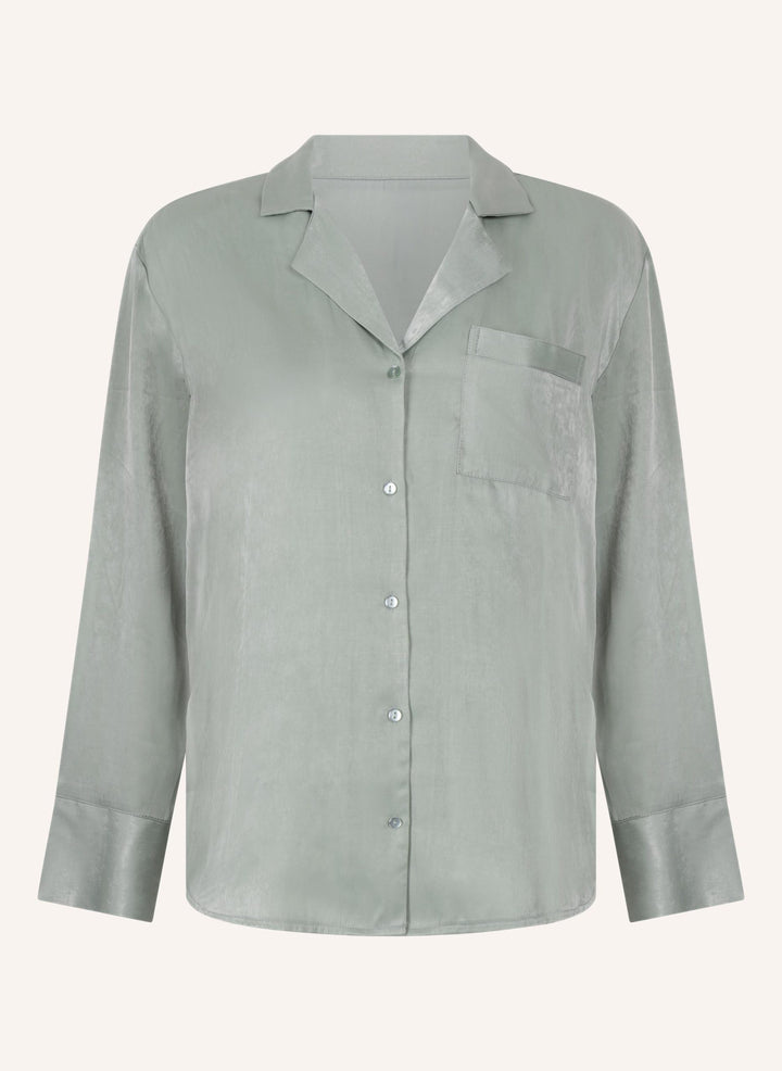 Ayla Satin Long-Sleeved Jacket - Iceberg Green