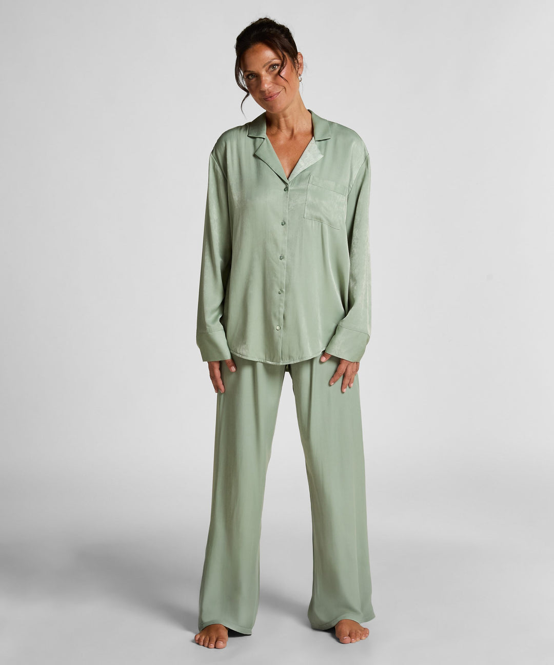 Ayla Satin Long-Sleeved Jacket - Iceberg Green