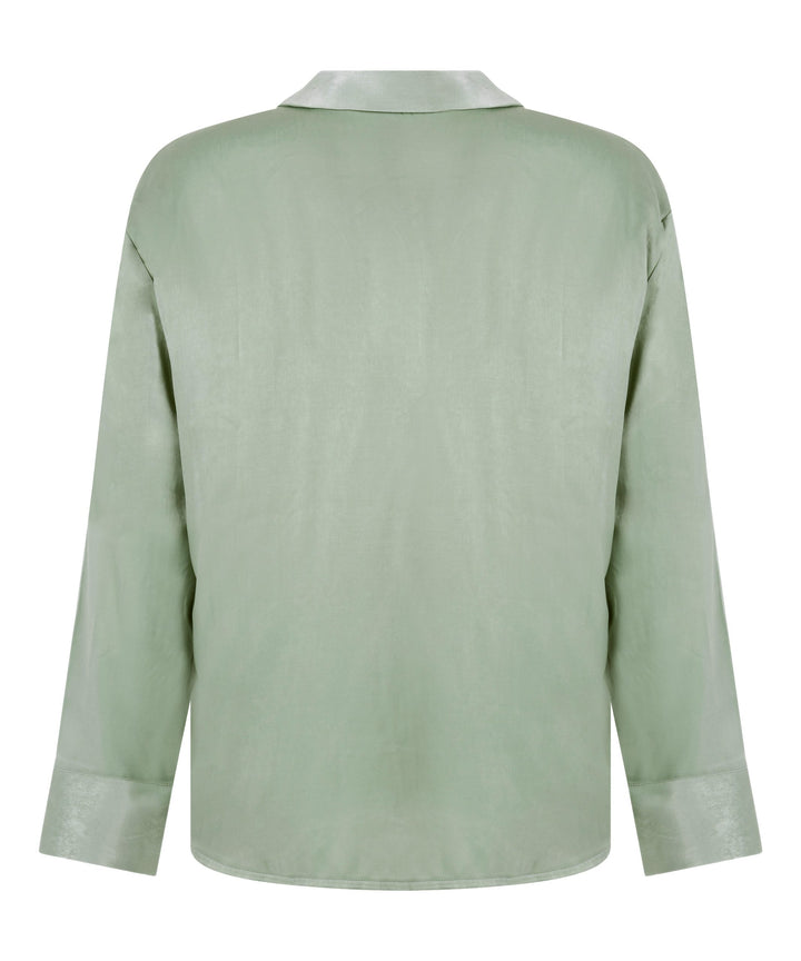 Ayla Satin Long-Sleeved Jacket - Iceberg Green