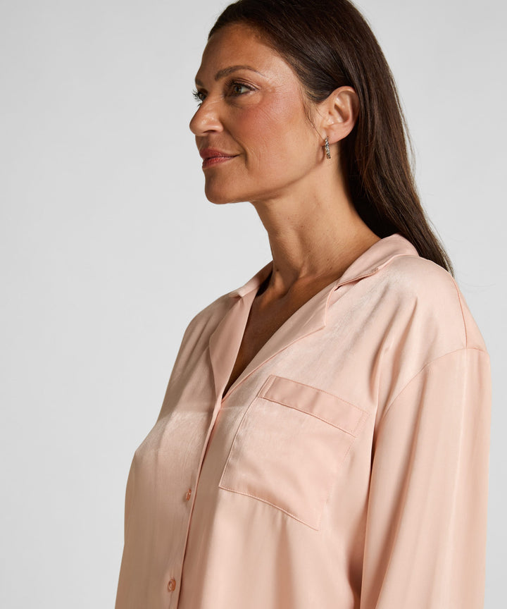 Ayla Satin Long-Sleeved Jacket - Pink