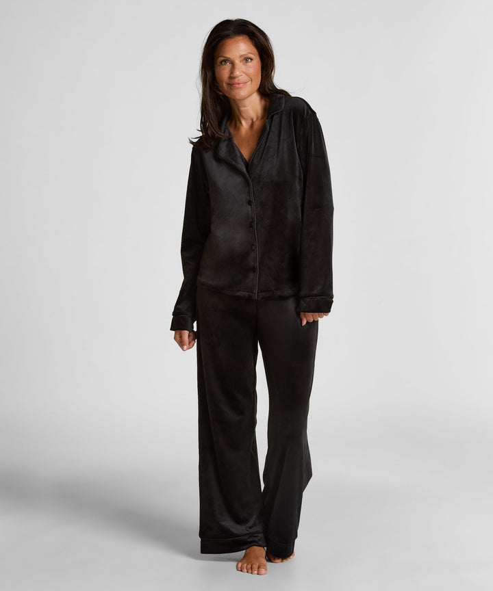 Velvet Pyjama Pants - Black