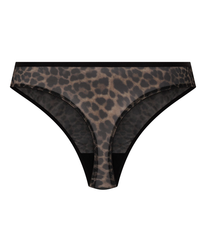 Highleg String Tara Leopard - Caviar