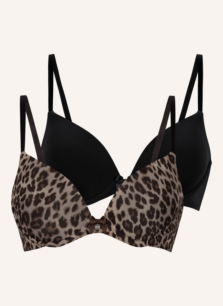 2-Pack Padded Underwired Bra - Caviar