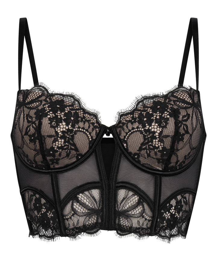 Floral Lace Longline Underwire Bustier Bra