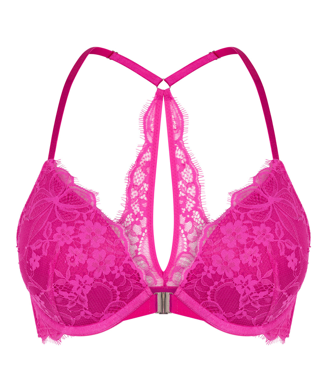 Floral Lace Plunge Front-Close Bra