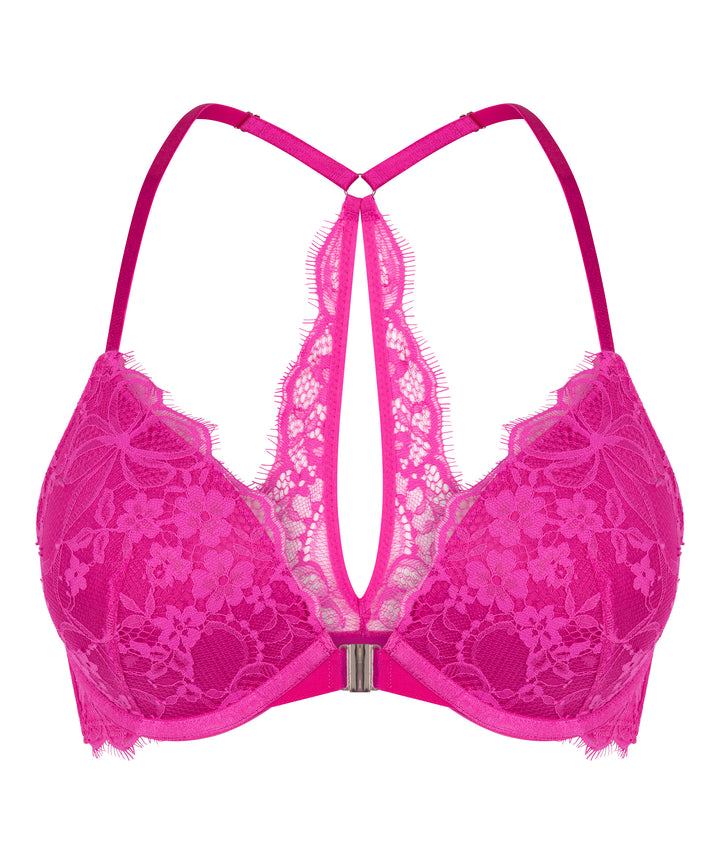 Floral Lace Plunge Front-Close Bra