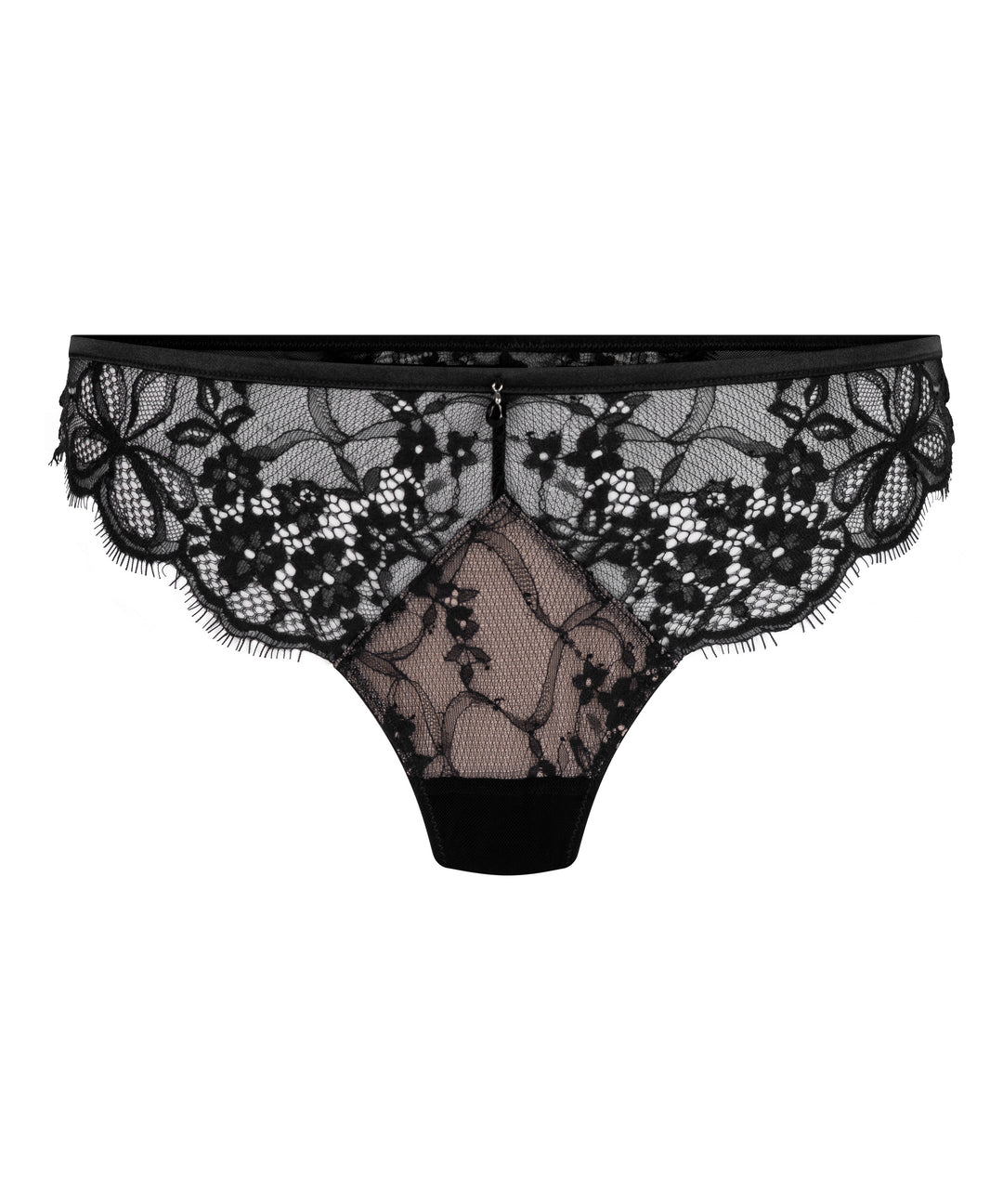 Floral Lace Bikini Brief with Satin Trim