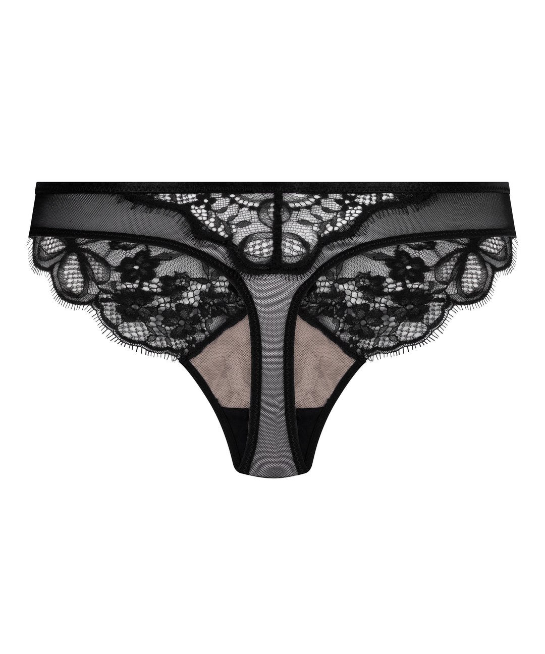 Floral Lace Bikini Brief with Satin Trim