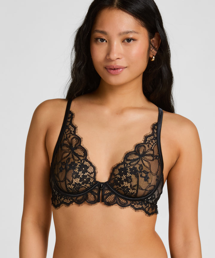 Floral Lace Plunge Underwire Bralette