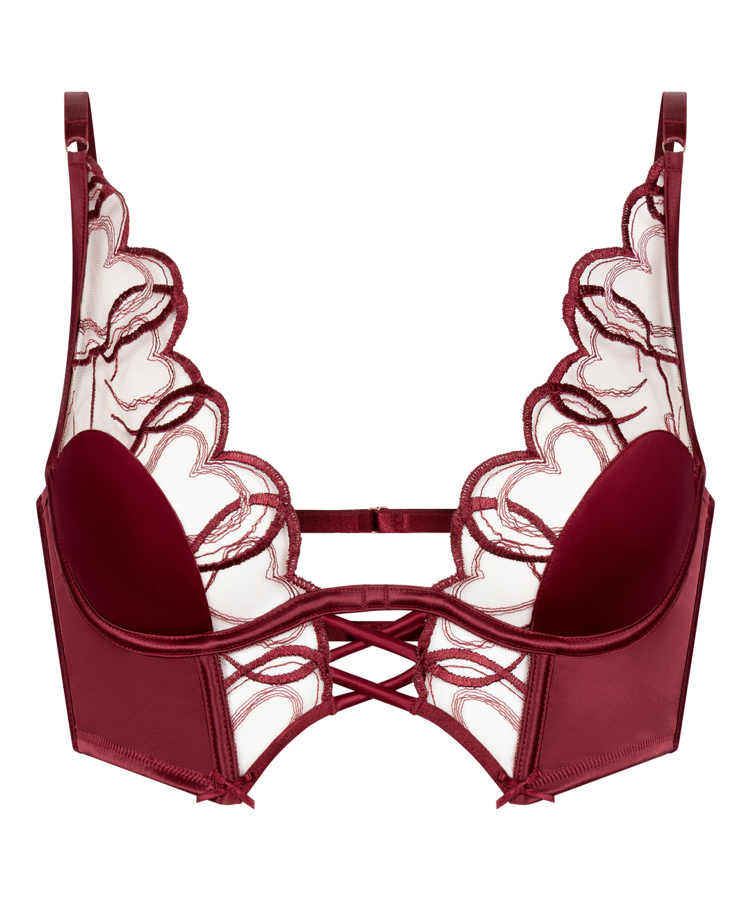 Embroidered Mesh Longline Underwire Bra