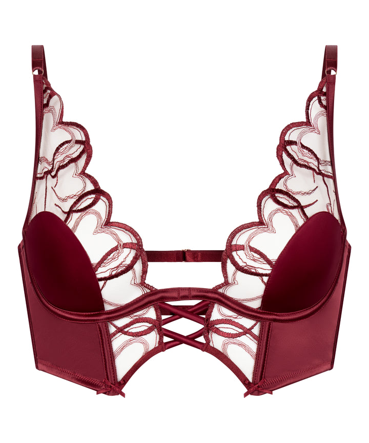 Embroidered Mesh Longline Underwire Bra
