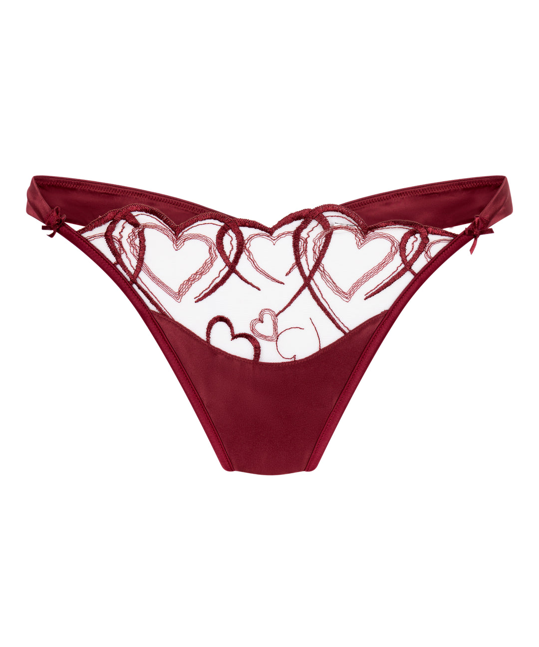 Heart Embroidered Mesh Satin Brief
