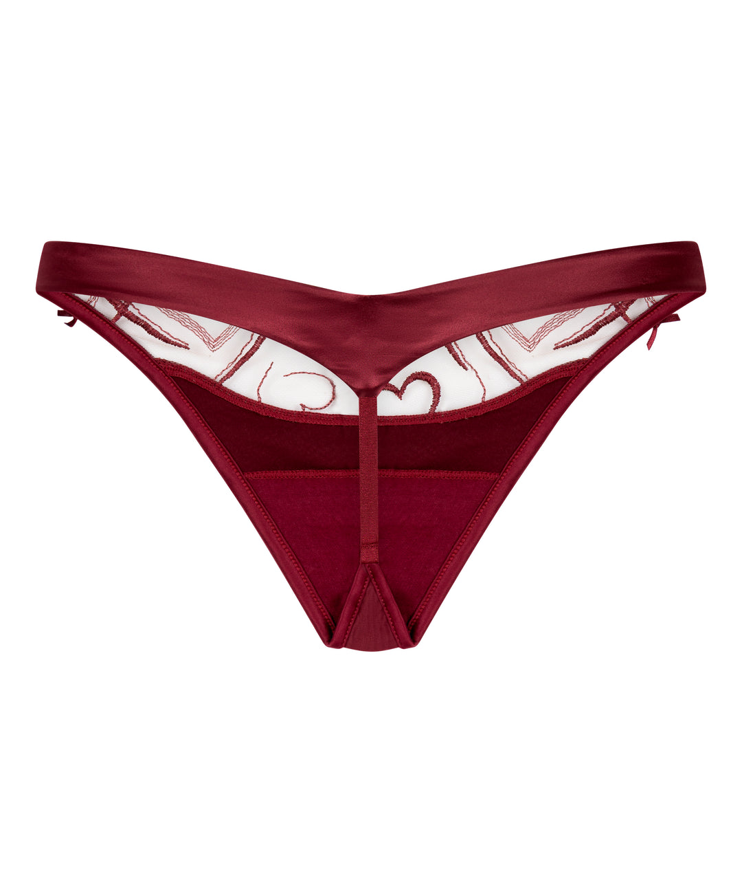Heart Embroidered Mesh Satin Brief