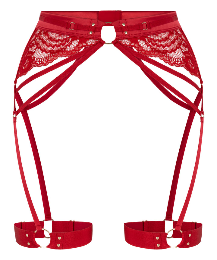 Lace &amp; Harness Suspender Garter Belt
