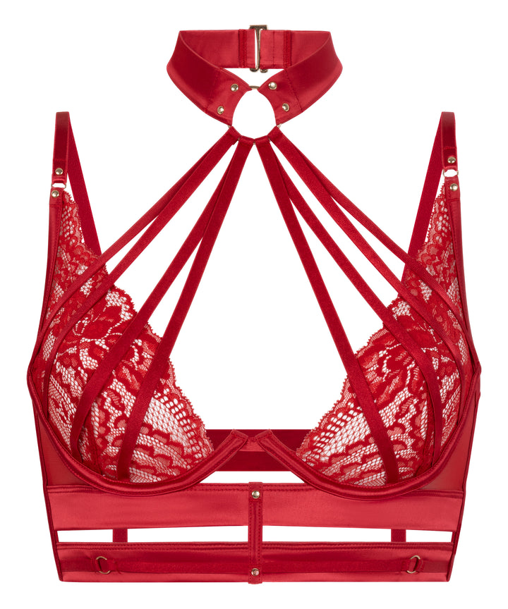 Strappy Lace Harness Choker Underwire Bralette