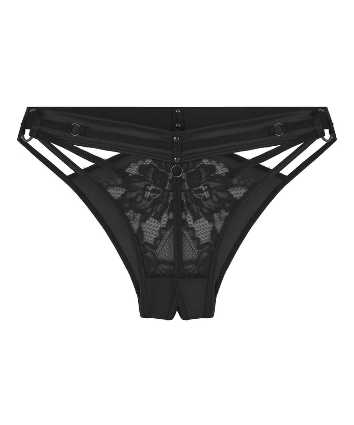 Strappy Lace Panel Brief with Ring Details
