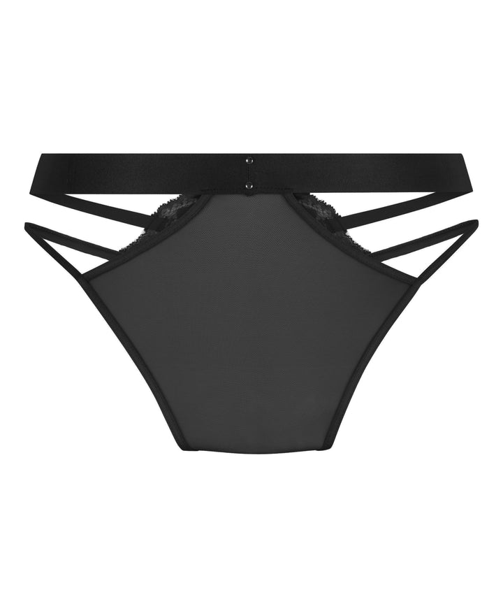 Strappy Lace Panel Brief with Ring Details