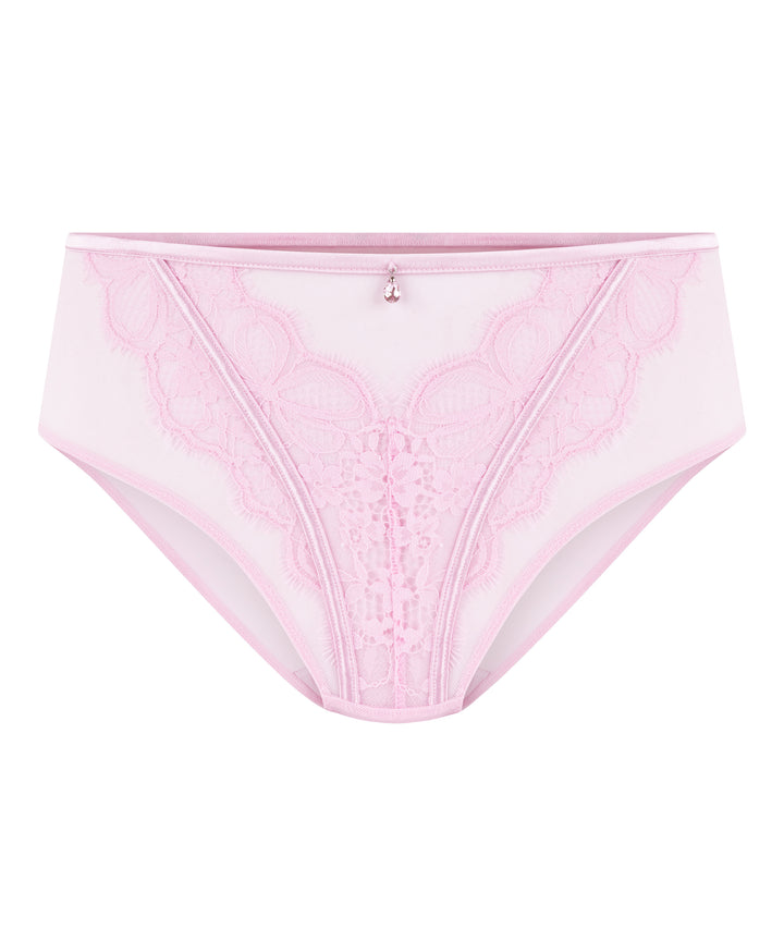Floral Lace Mesh Brief with Charm Detail