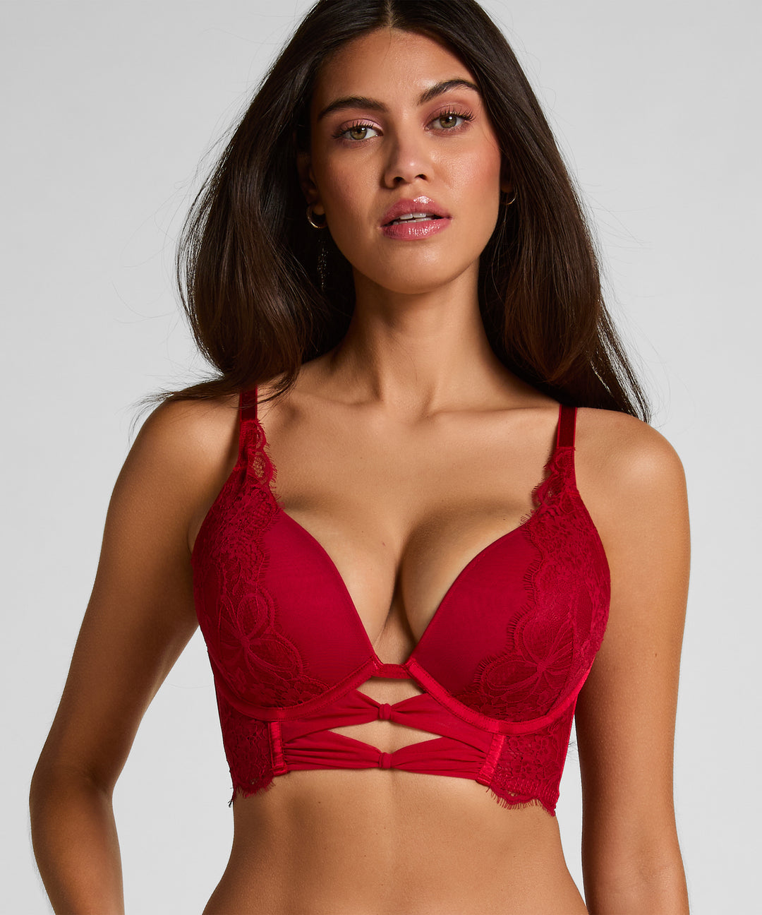 Floral Lace Push-Up Longline Bra