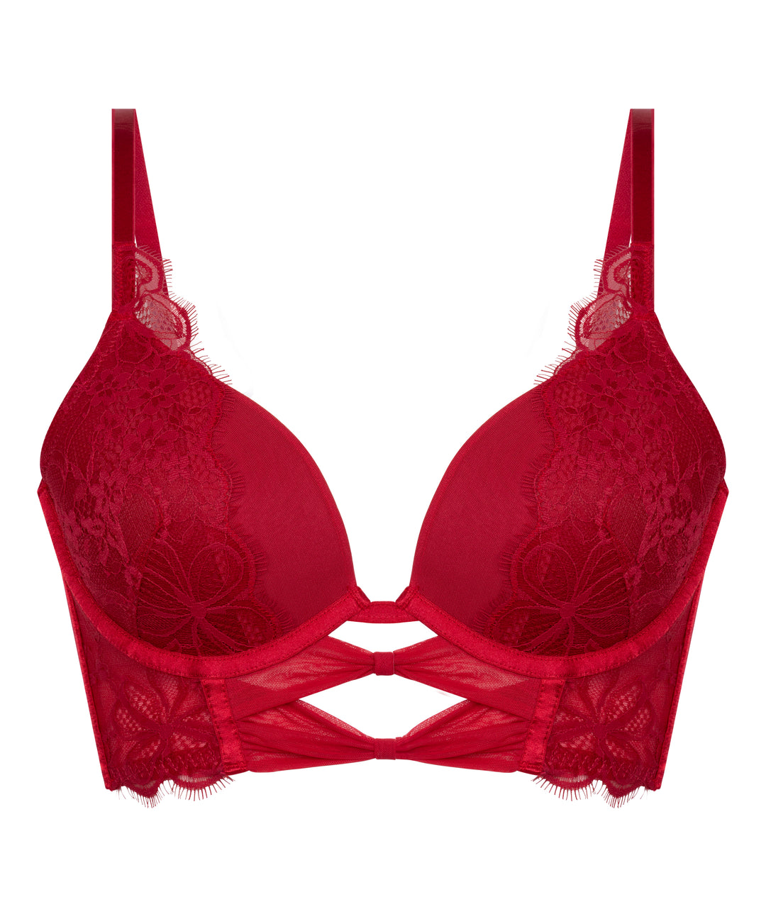 Floral Lace Push-Up Longline Bra