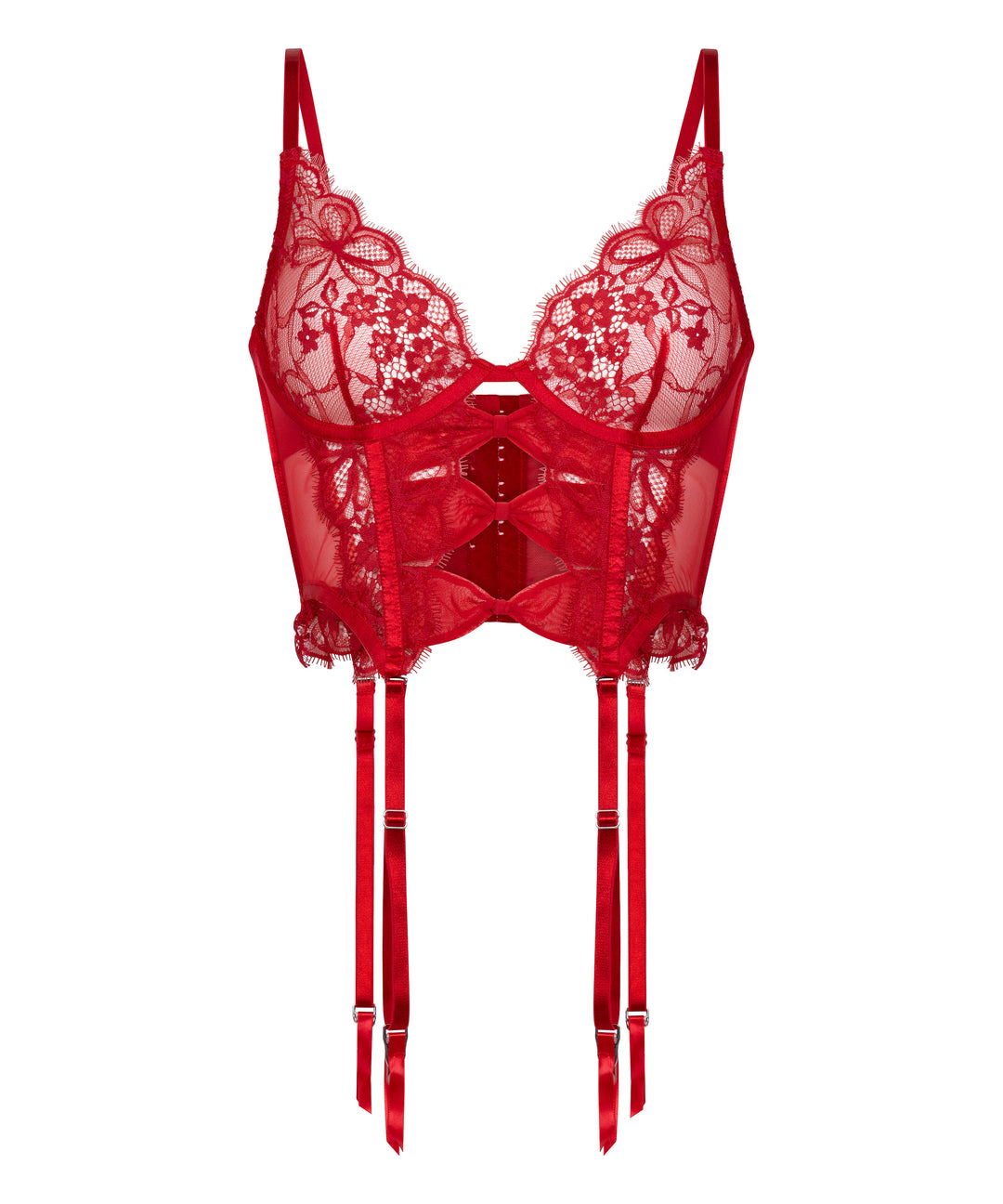 Floral Lace Corset Bustier with Garter Straps