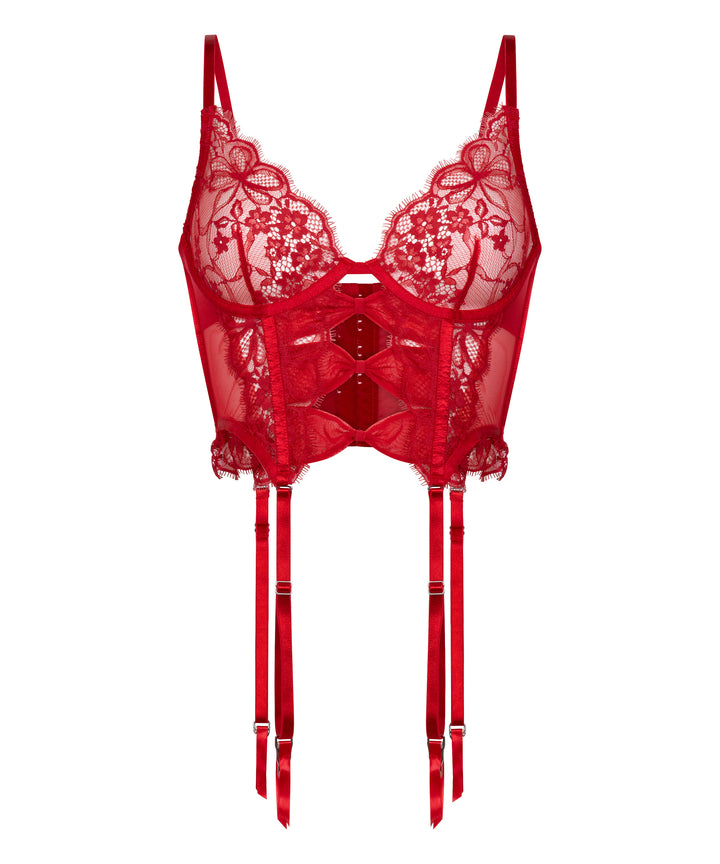 Floral Lace Corset Bustier with Garter Straps
