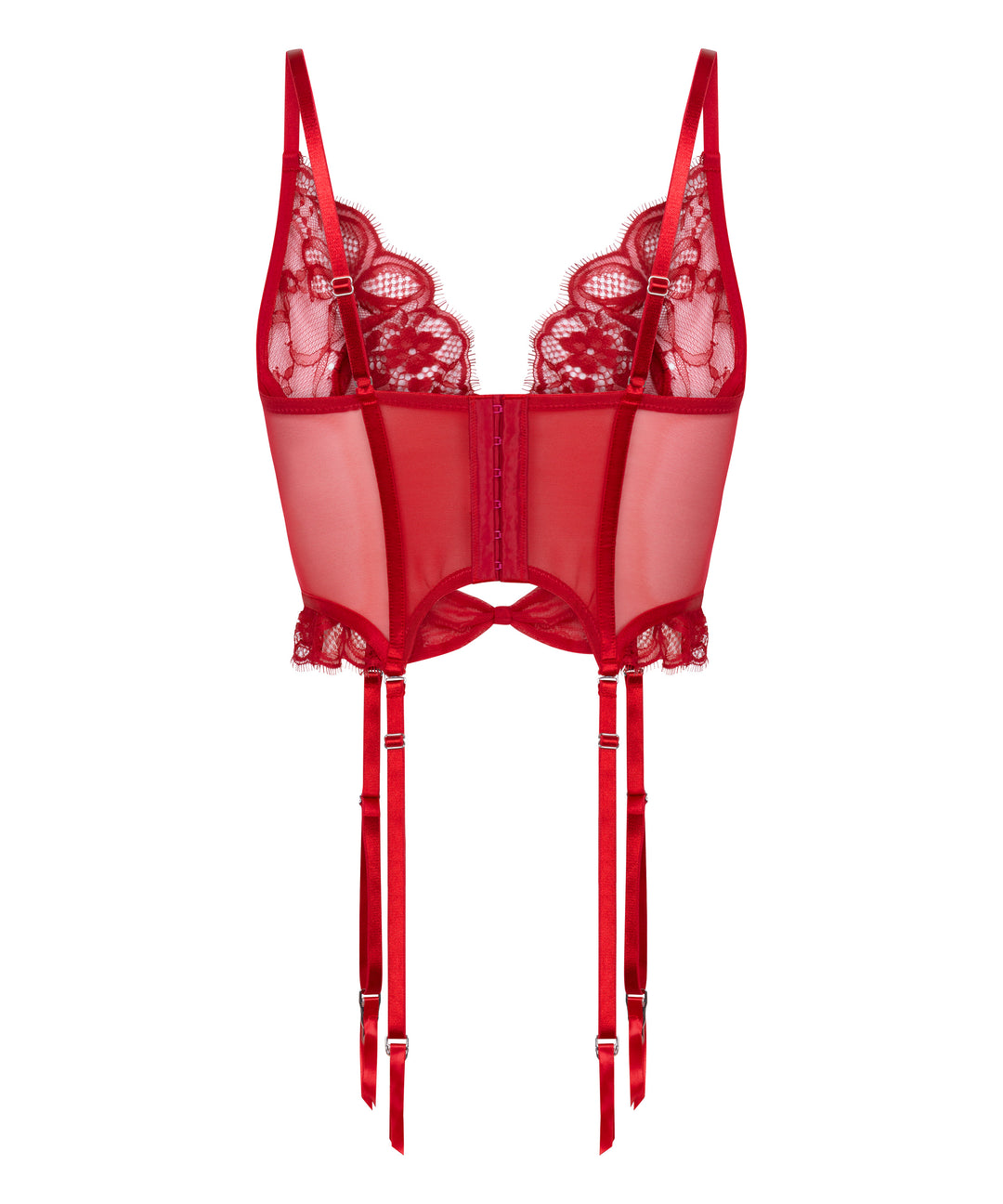 Floral Lace Corset Bustier with Garter Straps
