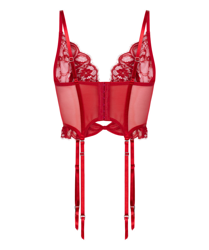 Floral Lace Corset Bustier with Garter Straps