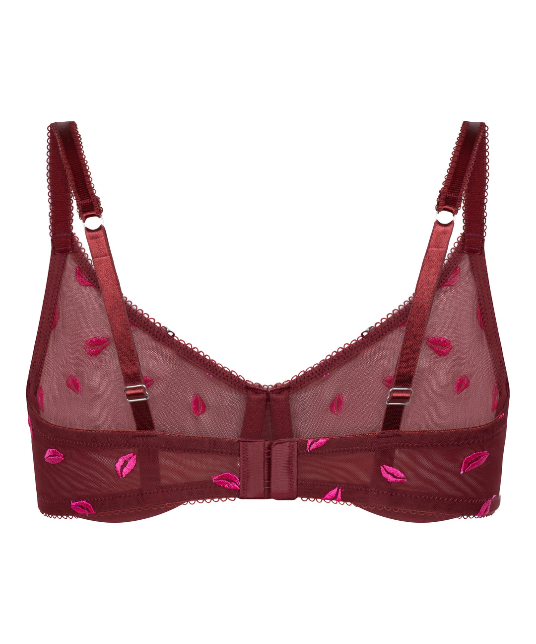 Sheer Mesh Lip Embroidered Underwire Bra