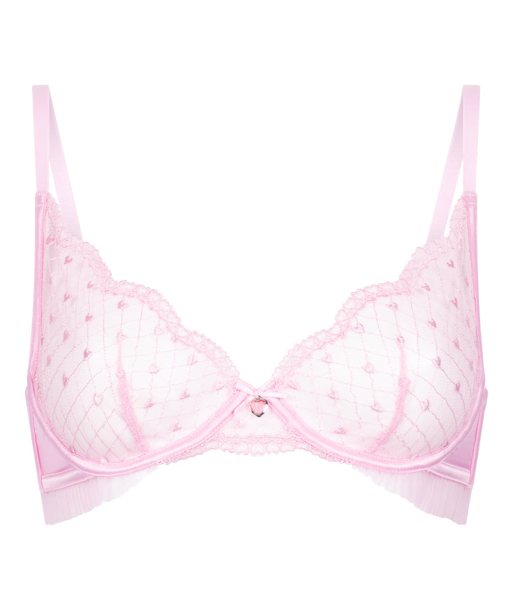 Embroidered Mesh Underwire Lace Trim Bra