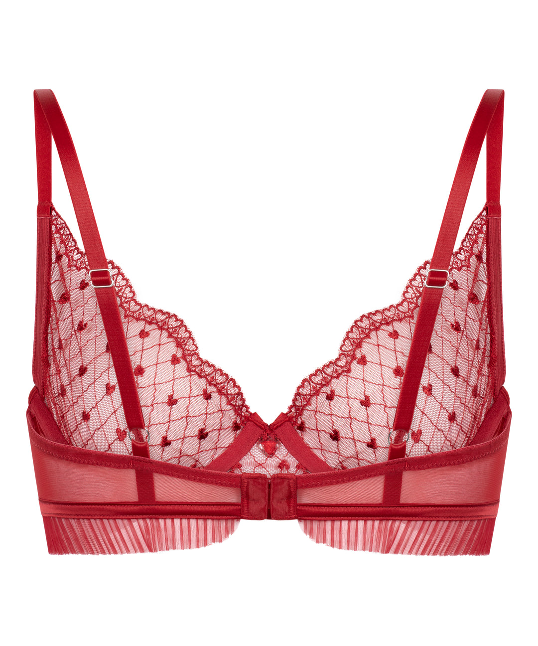Heart Embroidered Lace Underwire Plunge Bra