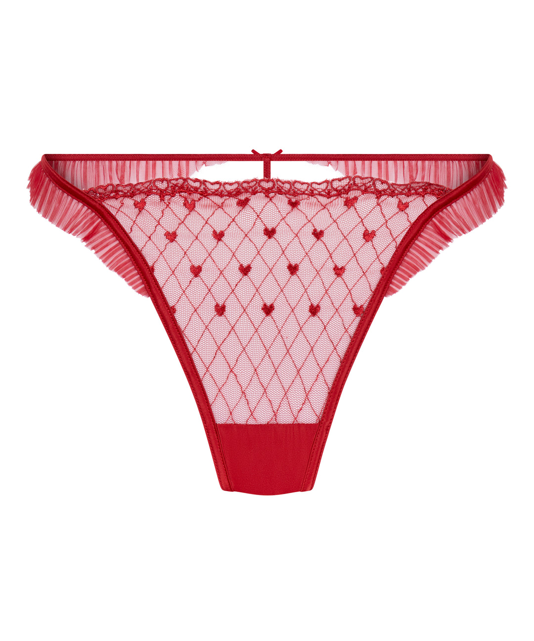 Heart Mesh Ruffle Trim Lingerie Brief