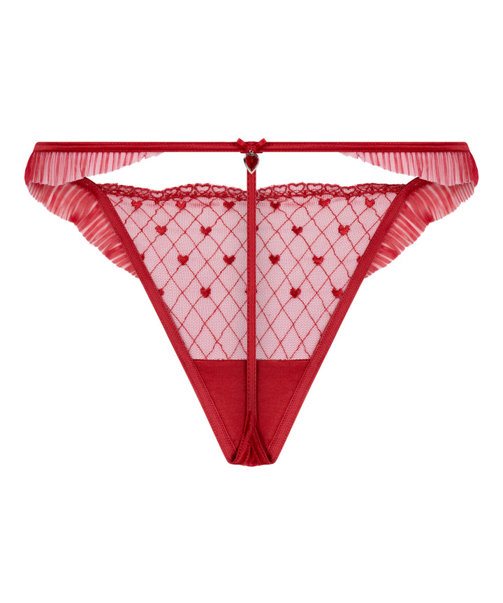 Heart Mesh Ruffle Trim Lingerie Brief