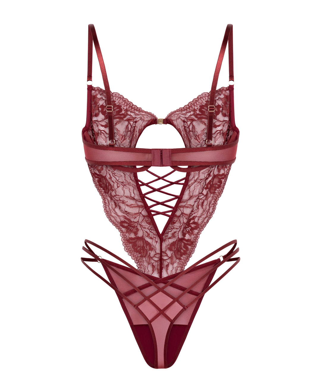 Lace Corset Teddy Bodysuit with Thong Set