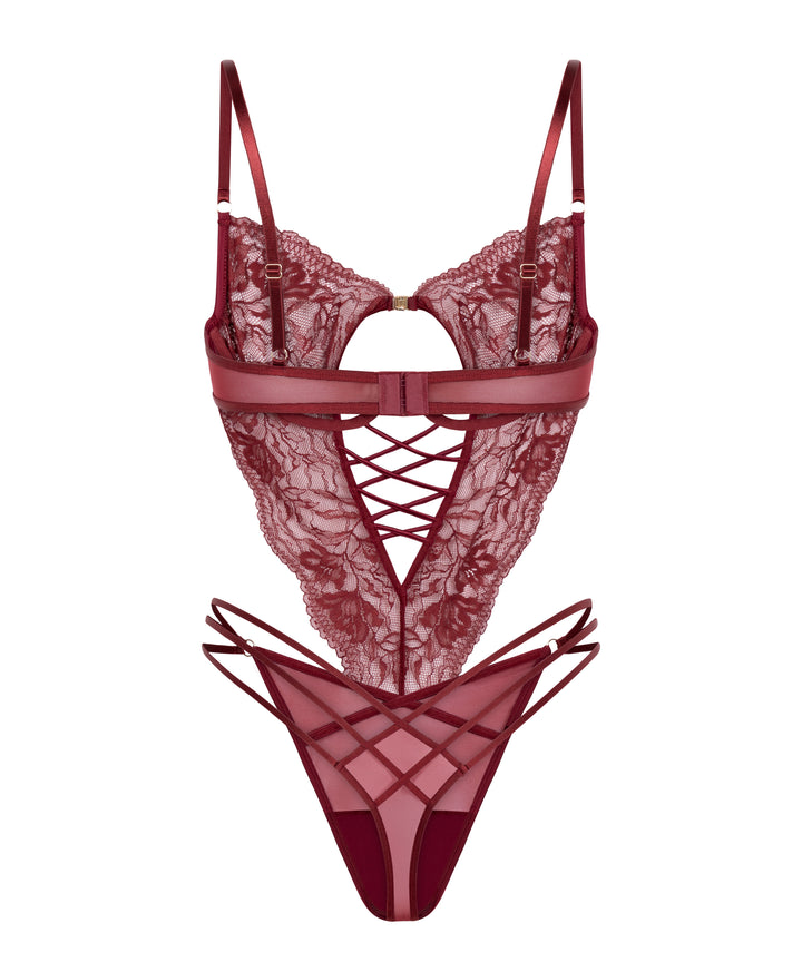 Lace Corset Teddy Bodysuit with Thong Set
