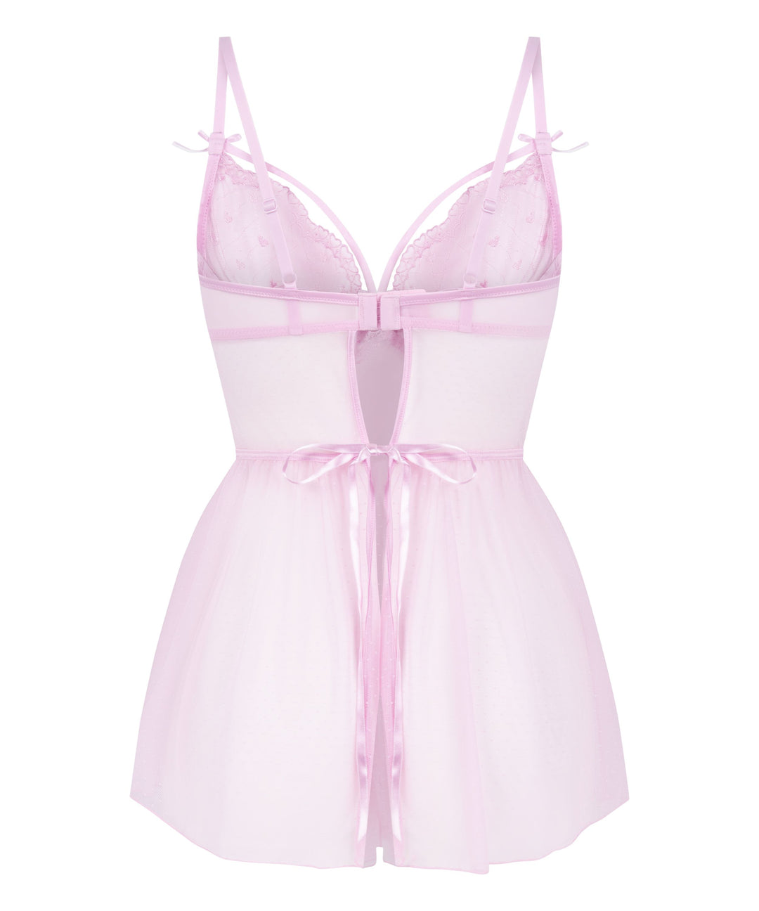 Heart Embroidered Mesh Babydoll Lingerie