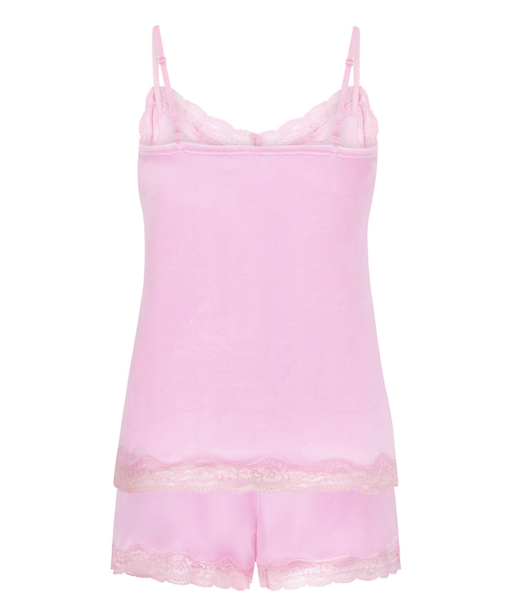 Satin Lace-Trim Cami &amp; Shorts Pyjama Set