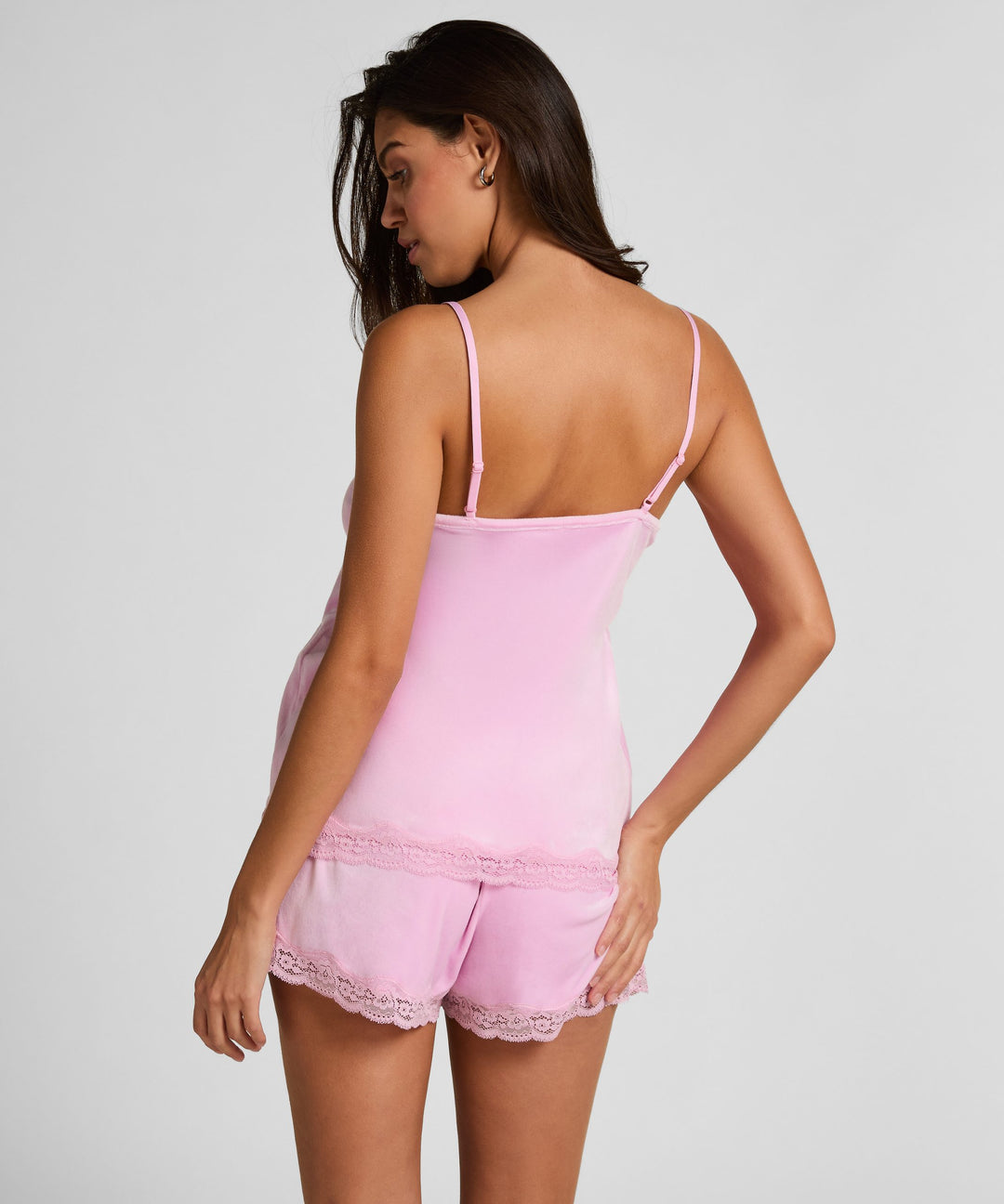 Pj Cami Velours Scallop Lace - Pink