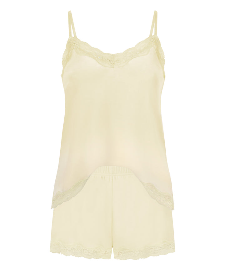Satin Lace-Trim Cami &amp; Shorts Pajama Set
