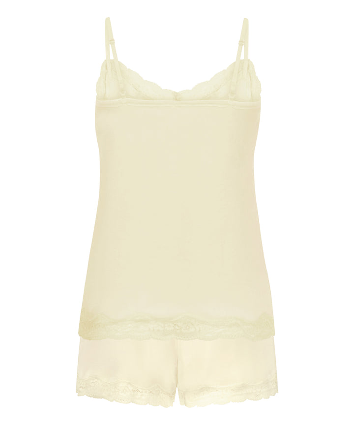 Satin Lace-Trim Cami &amp; Shorts Pajama Set
